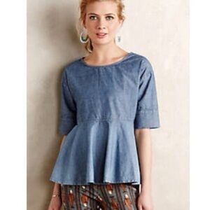 AG Adriano Goldschmied chambray denim peplum top size XS